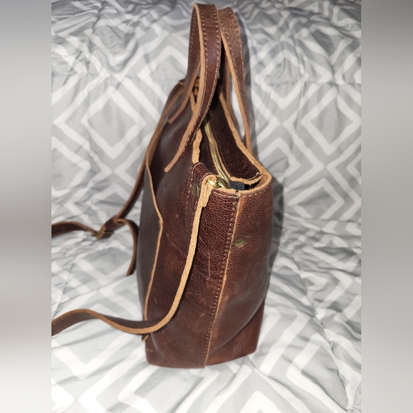 AUTHENTIC PORTLAND LEATHER GOODS  CROSSBODY / SATCHEL ZIP TOP TOTE BROWN - Picture 13 of 16